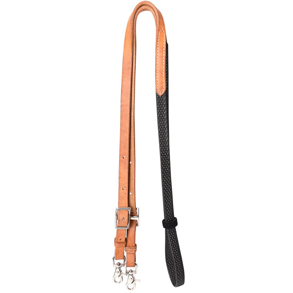 8 Ft Hilason Horse Western Leather Rubber Grip Barrel Split Reins