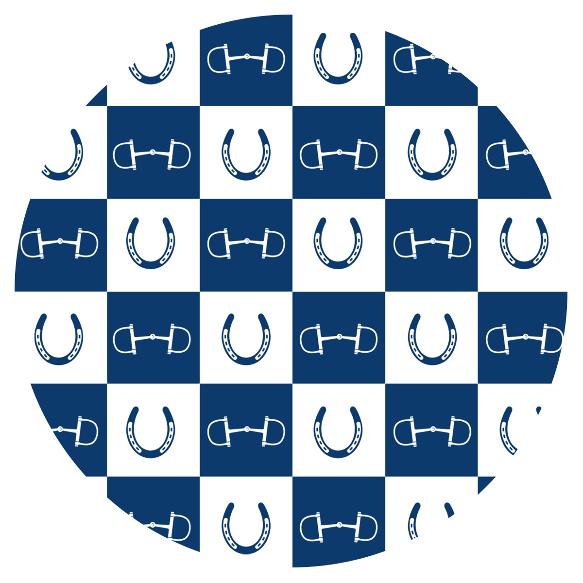 Dark Blue Equestrian Checkered Satin Scrunchie