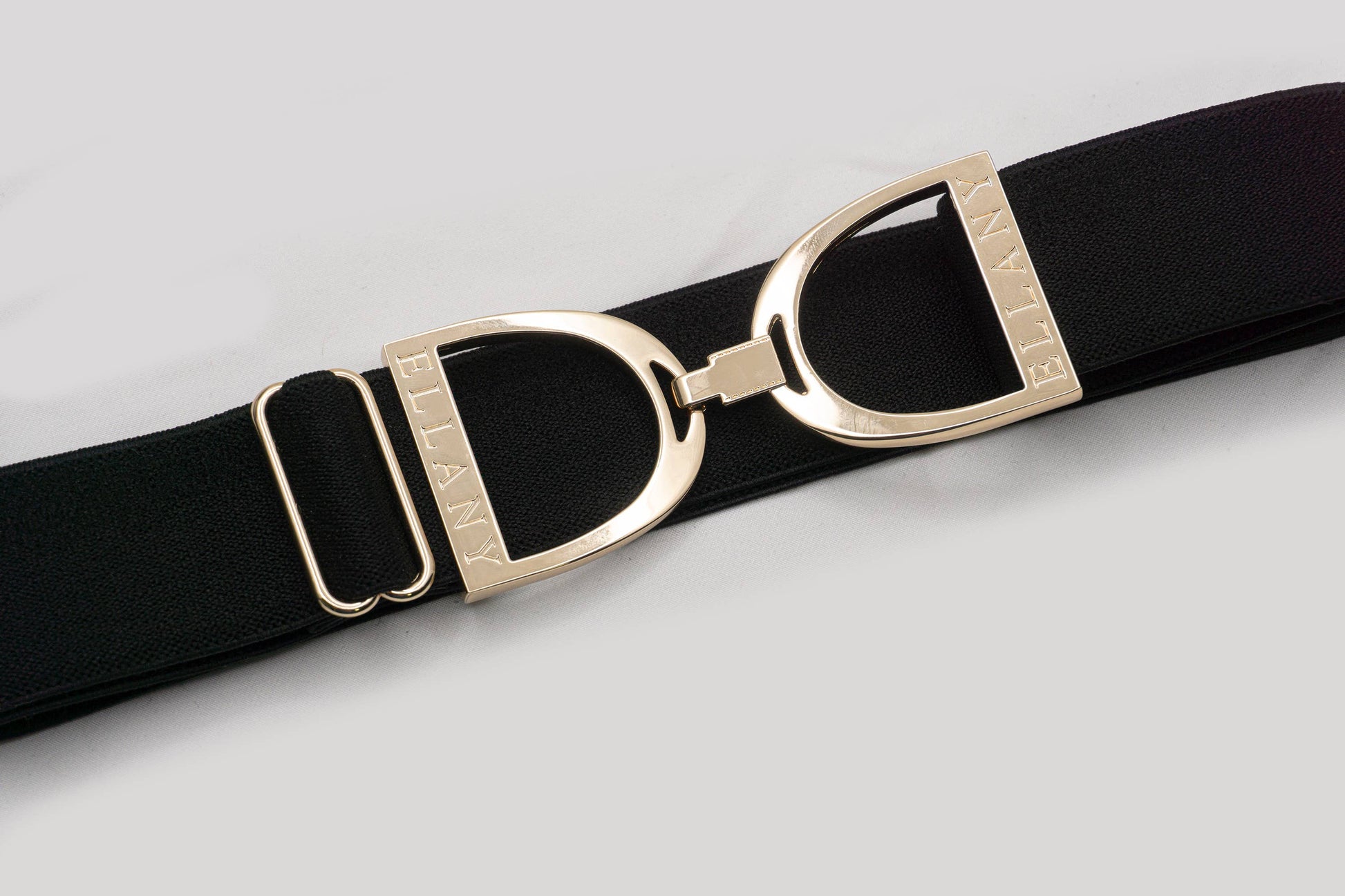 Black - 1.5" Gold Stirrup Equestrian Elastic Belt - Riders Choice Supply Co