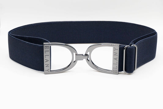 Navy - 1.5" Gunmetal Stirrup Elastic Belt - Riders Choice Supply Co