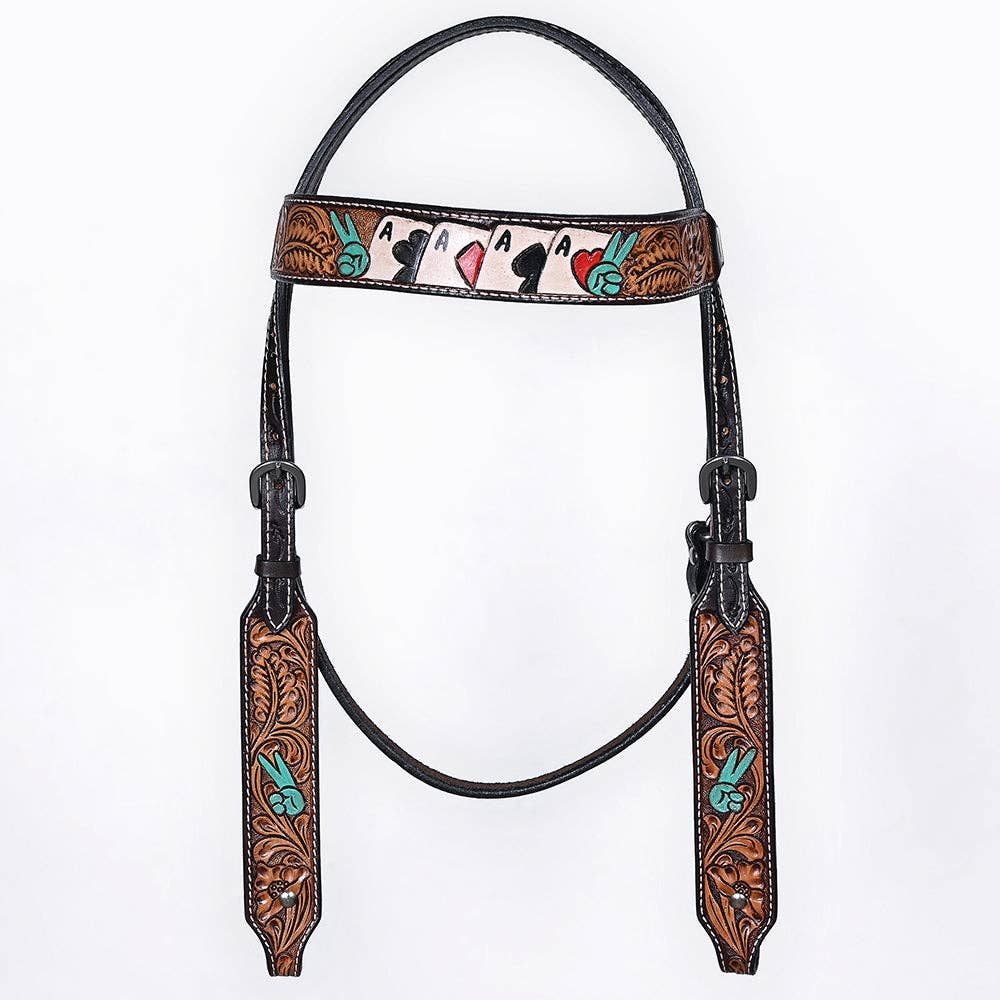 Bar H Equine American Leather Horse Saddle Tack One Ear Headstall Brown