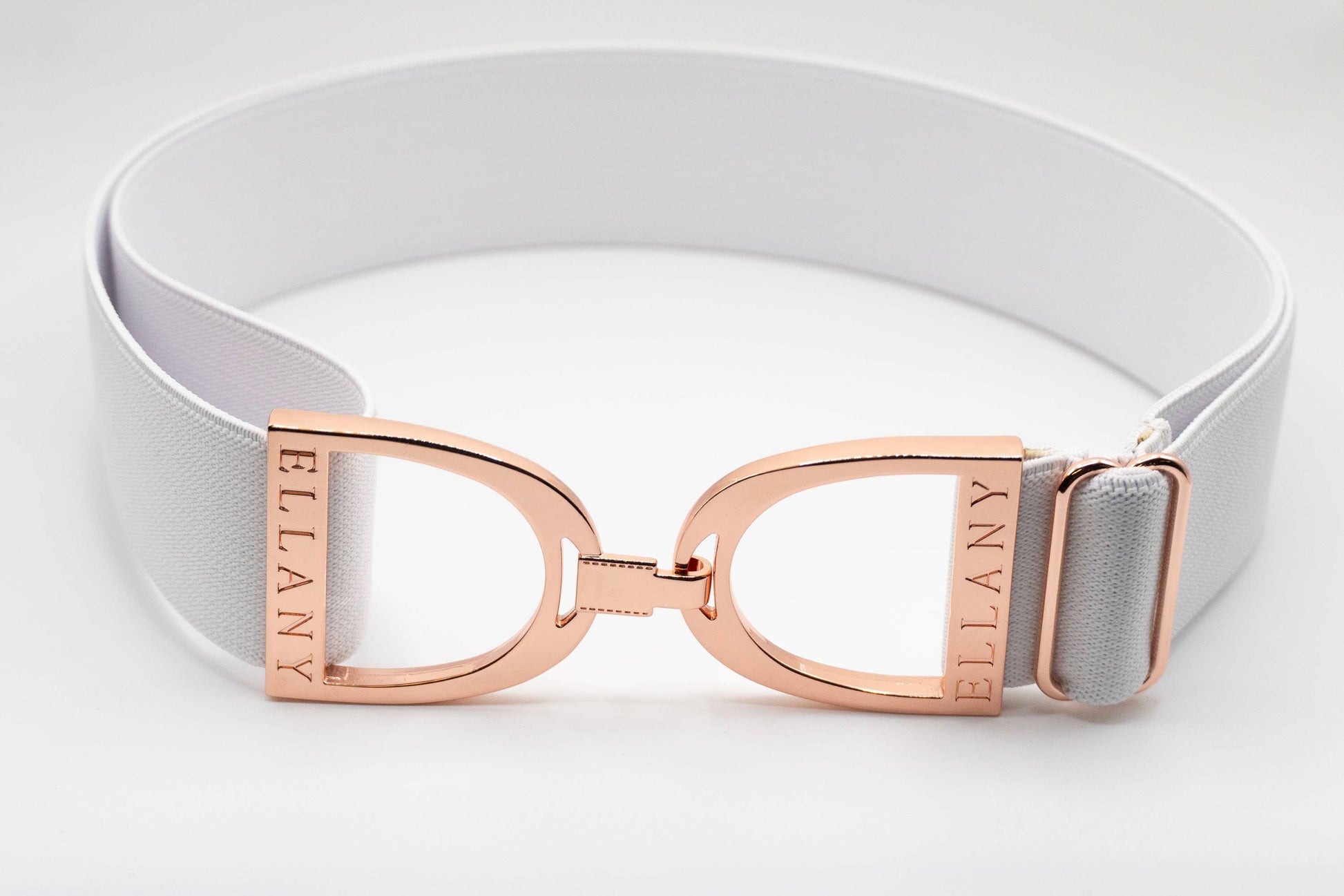 White - 1.5" Rose Gold Stirrup Elastic Belt - Riders Choice Supply Co
