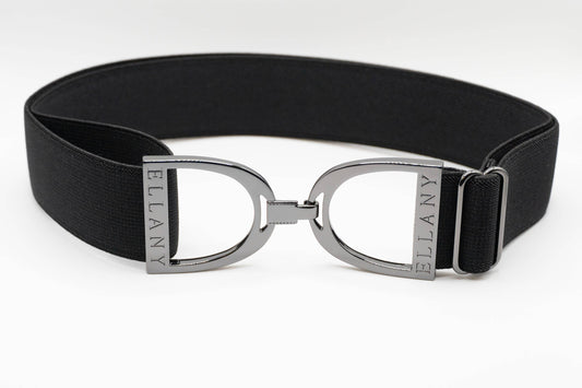 Black - 1.5" Gunmetal Stirrup Elastic Belt - Riders Choice Supply Co