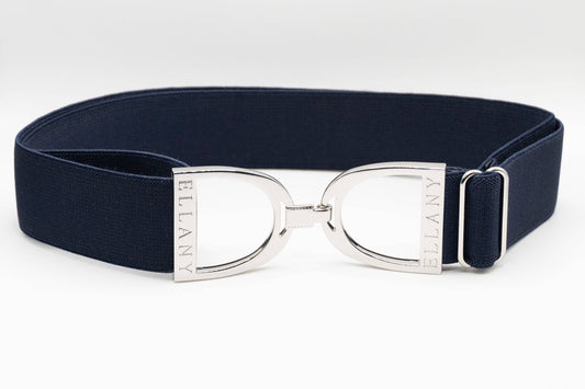 Navy - 1.5" Silver Stirrup Equestrian Elastic Belt - Riders Choice Supply Co