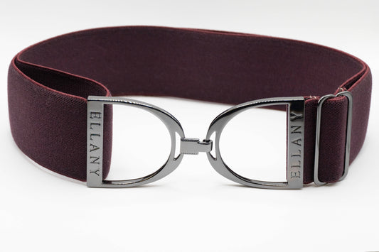 Bordeaux - 2" Gunmetal Stirrup Equestrian Elastic Belt - Riders Choice Supply Co