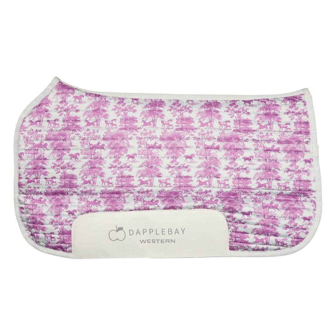 Dapplebay Equestrian Toile Western Saddle Pad-Rose/White