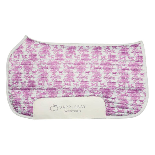 Dapplebay Equestrian Toile Western Saddle Pad-Rose/White