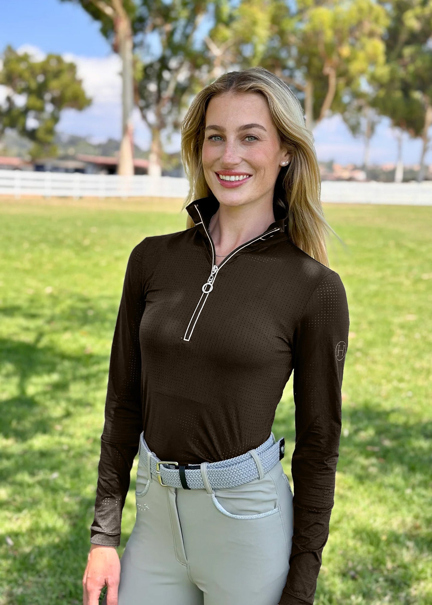 Breezi Womens Perforated Zip Up Long Sleeve Technical Riding Shirt - Riders Choice Supply Co