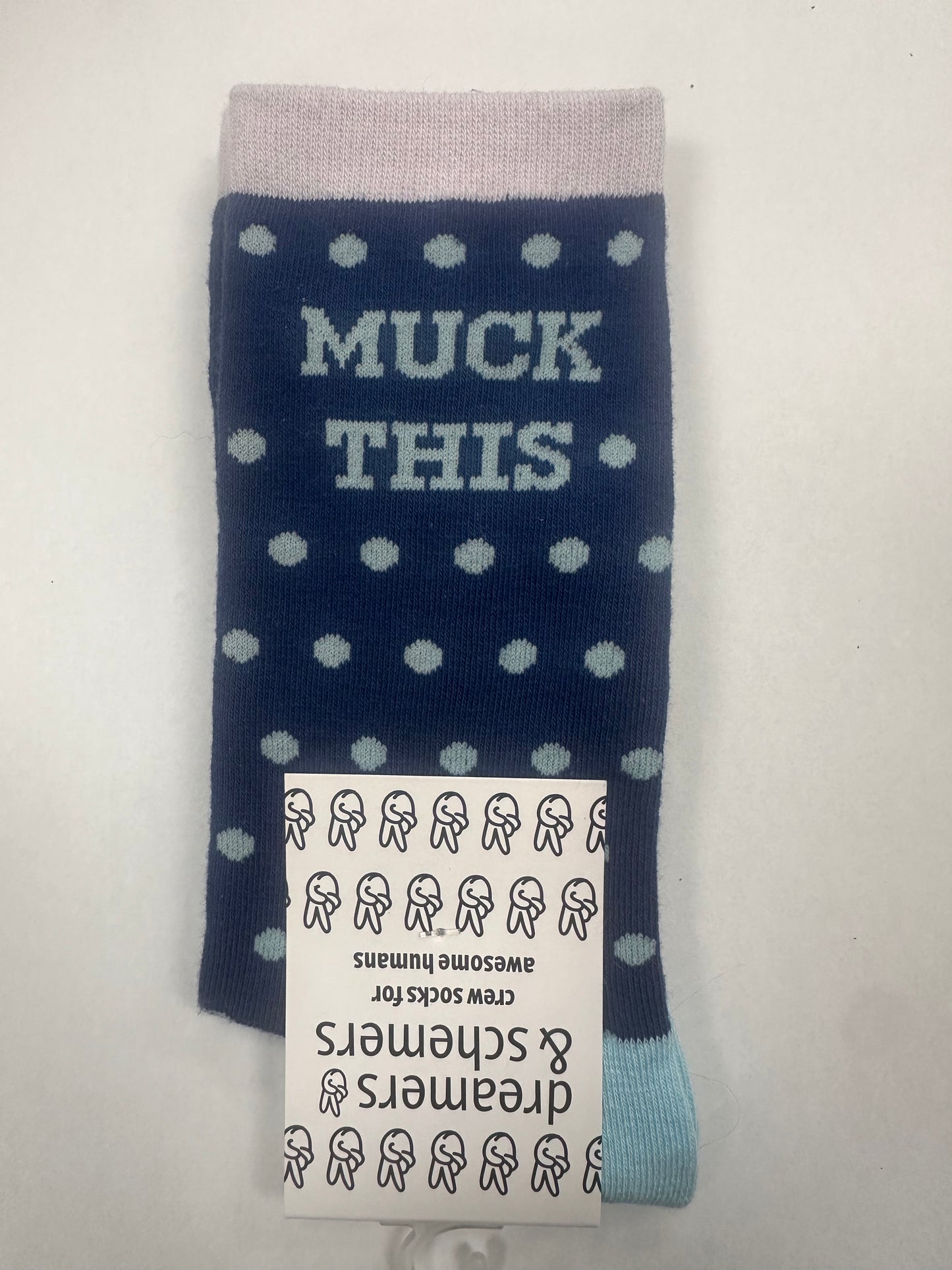 Dreamers & Schemers Muck This-Blue Knit Crew Socks Womens 5-11