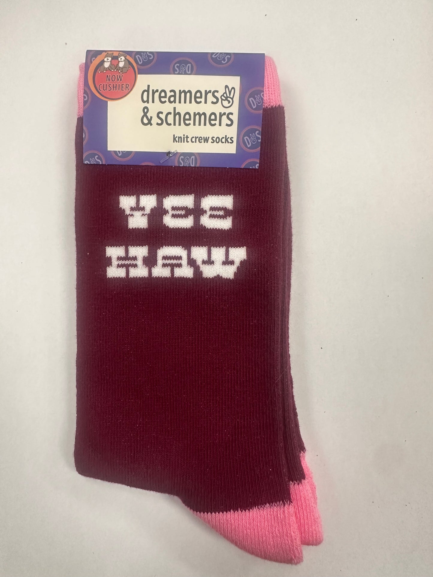 Dreamers & Schemers Yee Haw Red Knit Crew Socks Womens 5-11