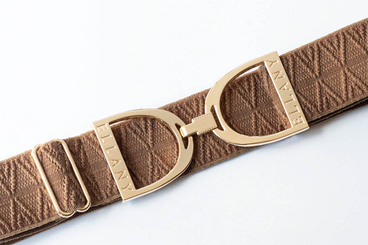 Caramel Dante - 1.5" Gold Stirrup Equestrian Elastic Belt - Riders Choice Supply Co