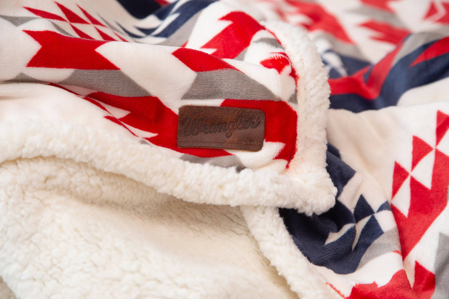 Wrangler® Red, White, and Blue Southwest Plush Sherpa Throw