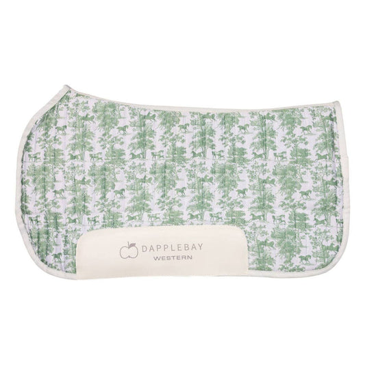 Dapplebay Equestrian Toile Western Saddle Pad-Green/White