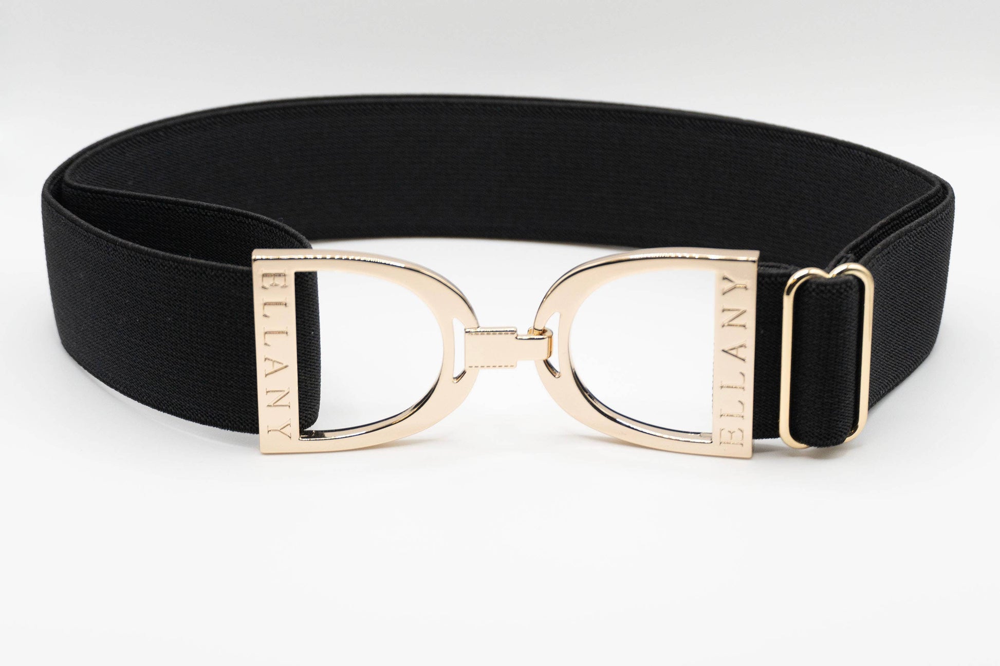 Black - 1.5" Gold Stirrup Equestrian Elastic Belt - Riders Choice Supply Co