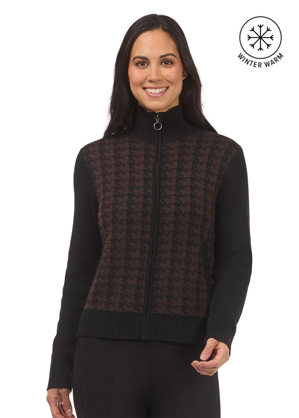 Kerrits Equestrian Apparel Houndstooth Full Zip Sweater