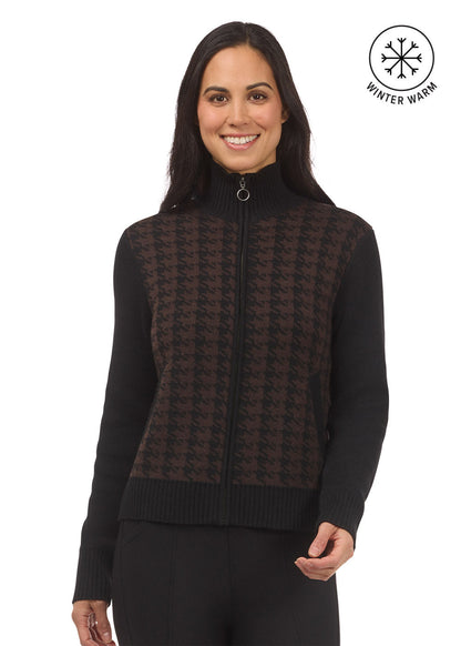 Kerrits Equestrian Apparel Houndstooth Full Zip Sweater