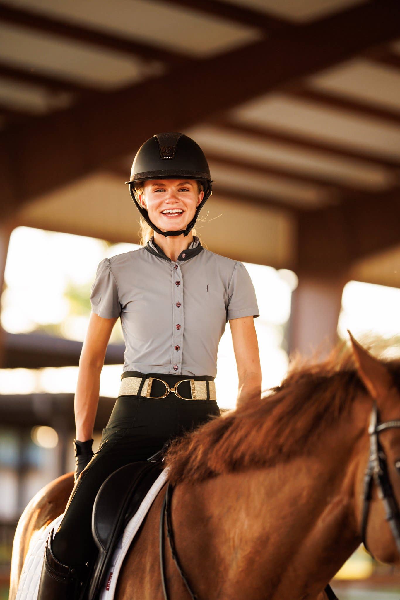 Gold Dakota - 2" Gold Stirrup Equestrian Elastic Belt - Riders Choice Supply Co