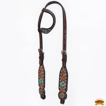 HILASON Western Horse Floral Headstall Breast Collar One Headstall American Leather Tack Set