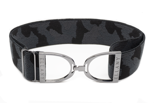 Black Camo - 2" Gunmetal Stirrup Elastic Belt - Riders Choice Supply Co