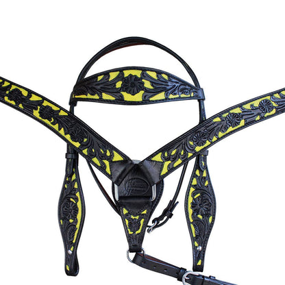 HILASON Western Horse Headstall Breast Collar Set Tack Genuine American Leather