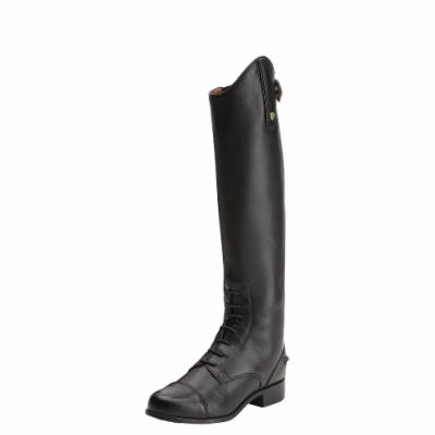 Kid's Heritage Contour Field Zip Tall Riding Boots in Black Leather US 5 Tall Slim