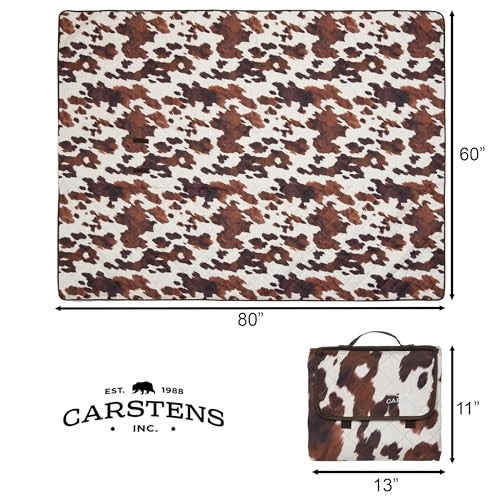 CARSTENS, INC Waterproof Picnic Blanket 60"x80", Cowhide