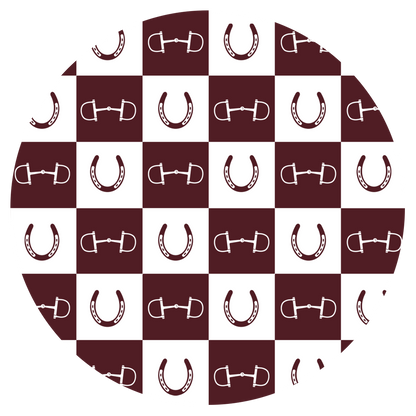 Deep Maroon Equestrian Checkered Satin Scrunchie