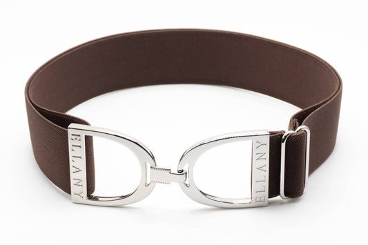 Chocolate - 1.5" Silver Stirrup Elastic Belt - Riders Choice Supply Co