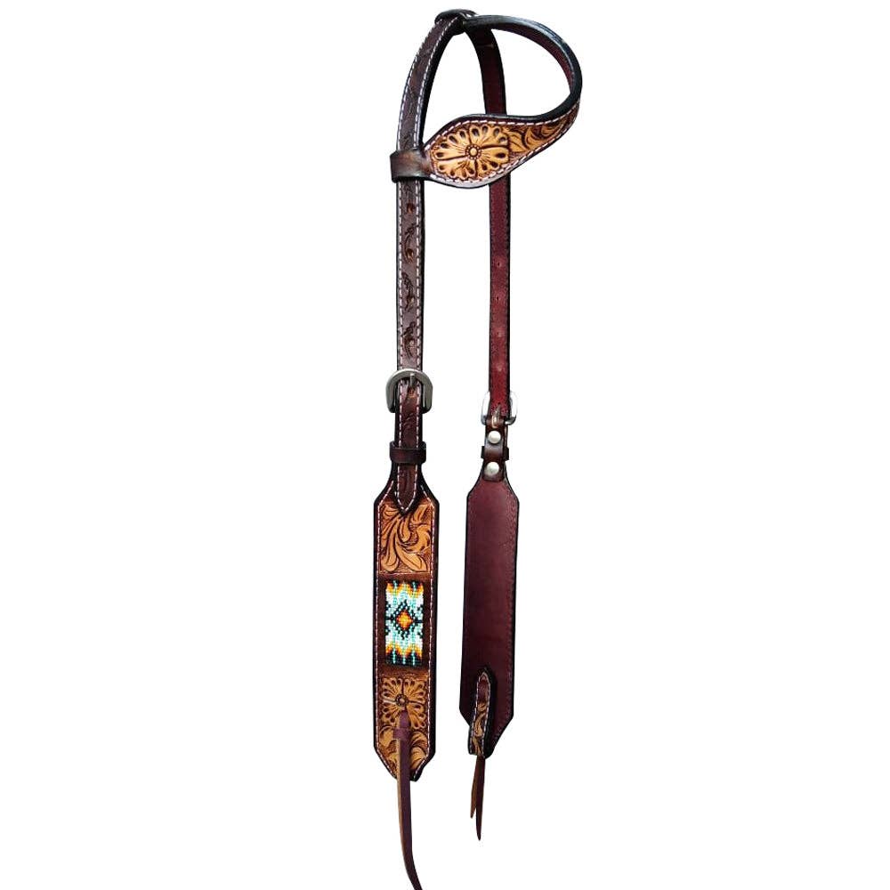 HILASON Western Horse Floral Headstall Breast Collar One Headstall Spur Strap Wither Strap American Leather Tack Set