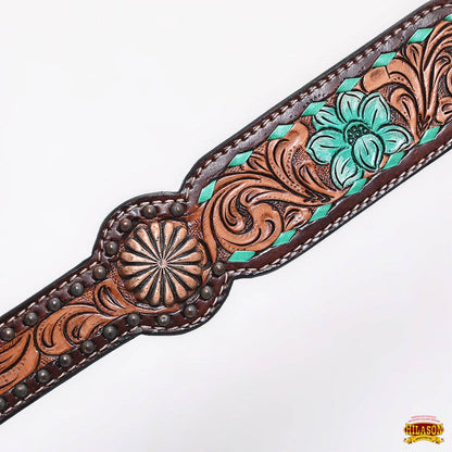 HILASON Western Horse Floral Headstall Breast Collar One Headstall American Leather Tack Set