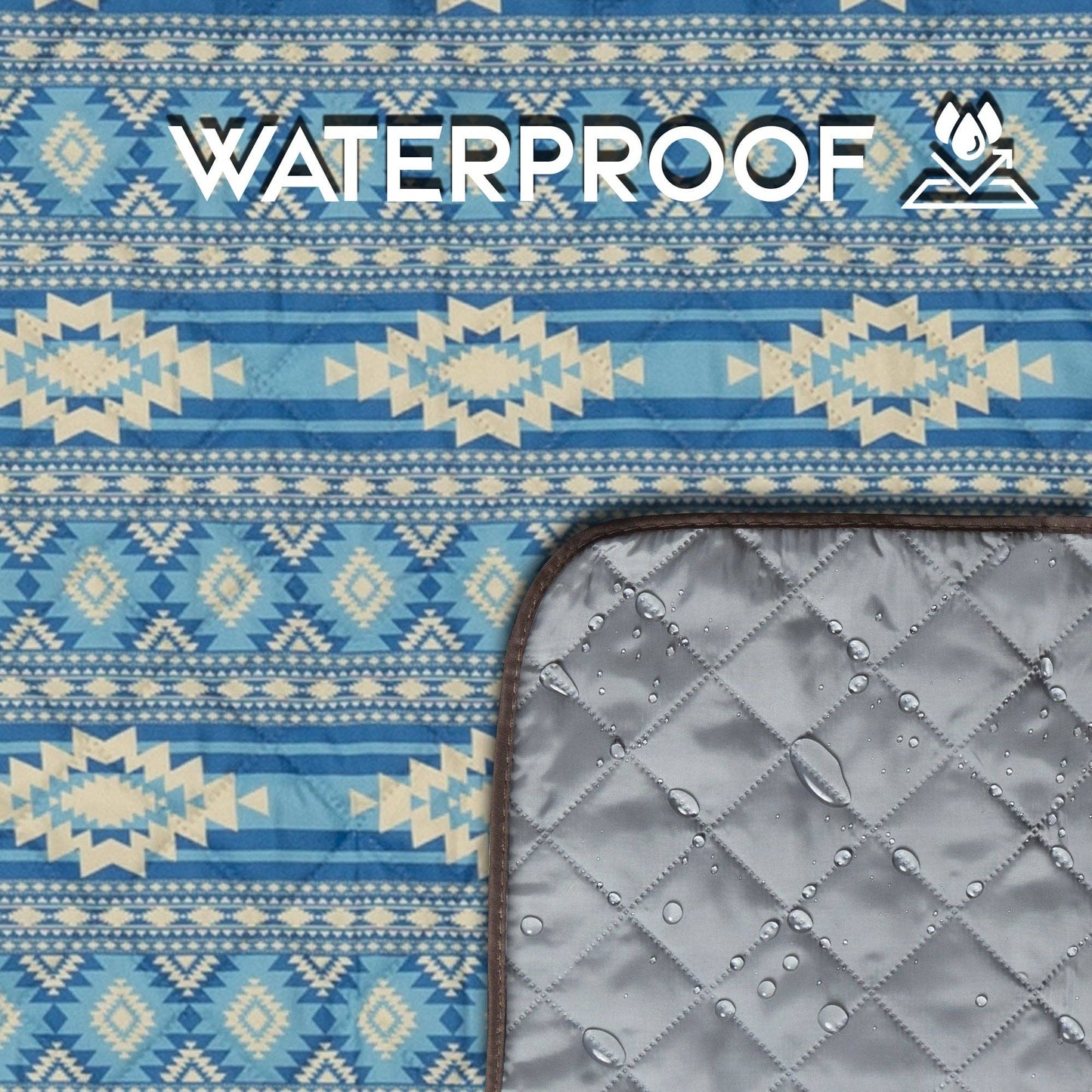 Sundance Blue Printed Stripe Picnic Blanket