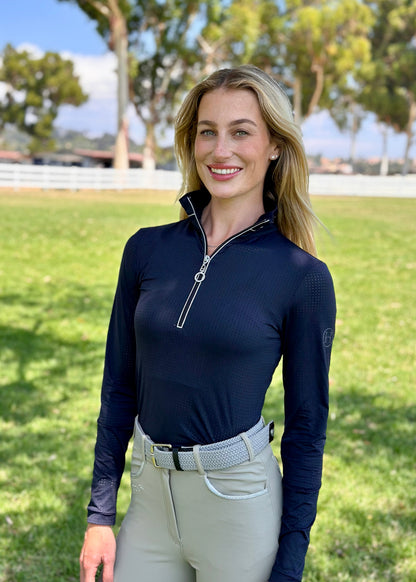 Breezi Womens Perforated Zip Up Long Sleeve Technical Riding Shirt - Riders Choice Supply Co