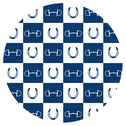 Dark Blue Equestrian Checkered Satin Scrunchie