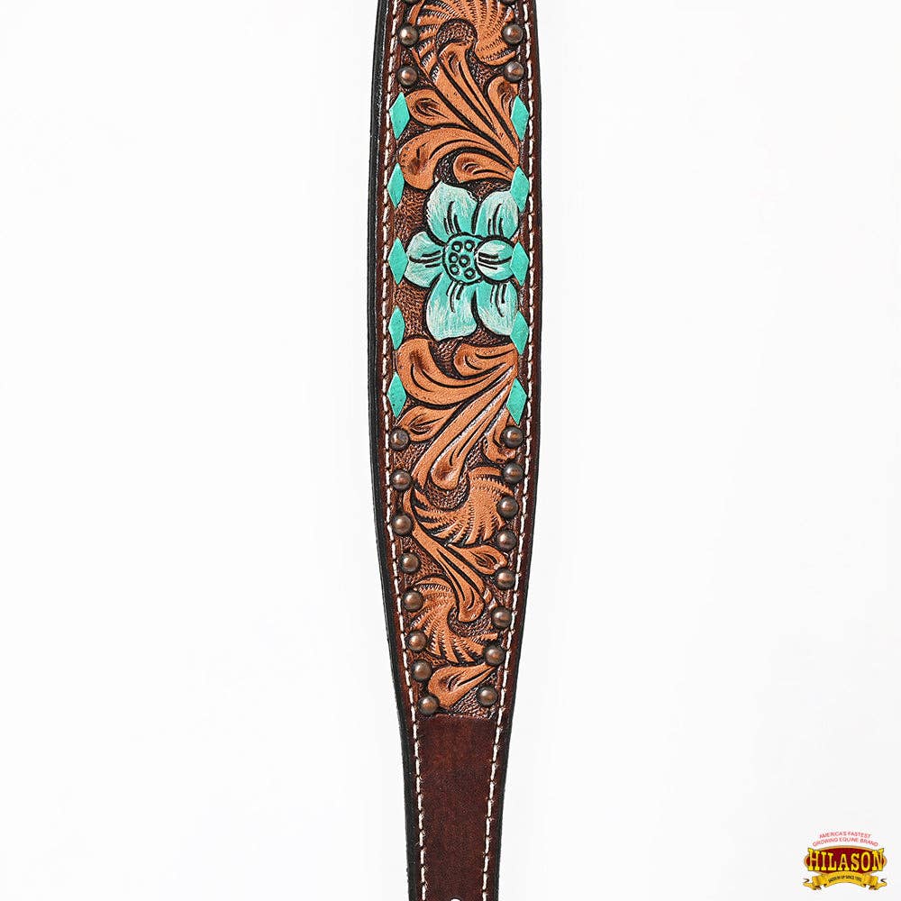 HILASON Western Horse Floral Headstall Breast Collar One Headstall American Leather Tack Set