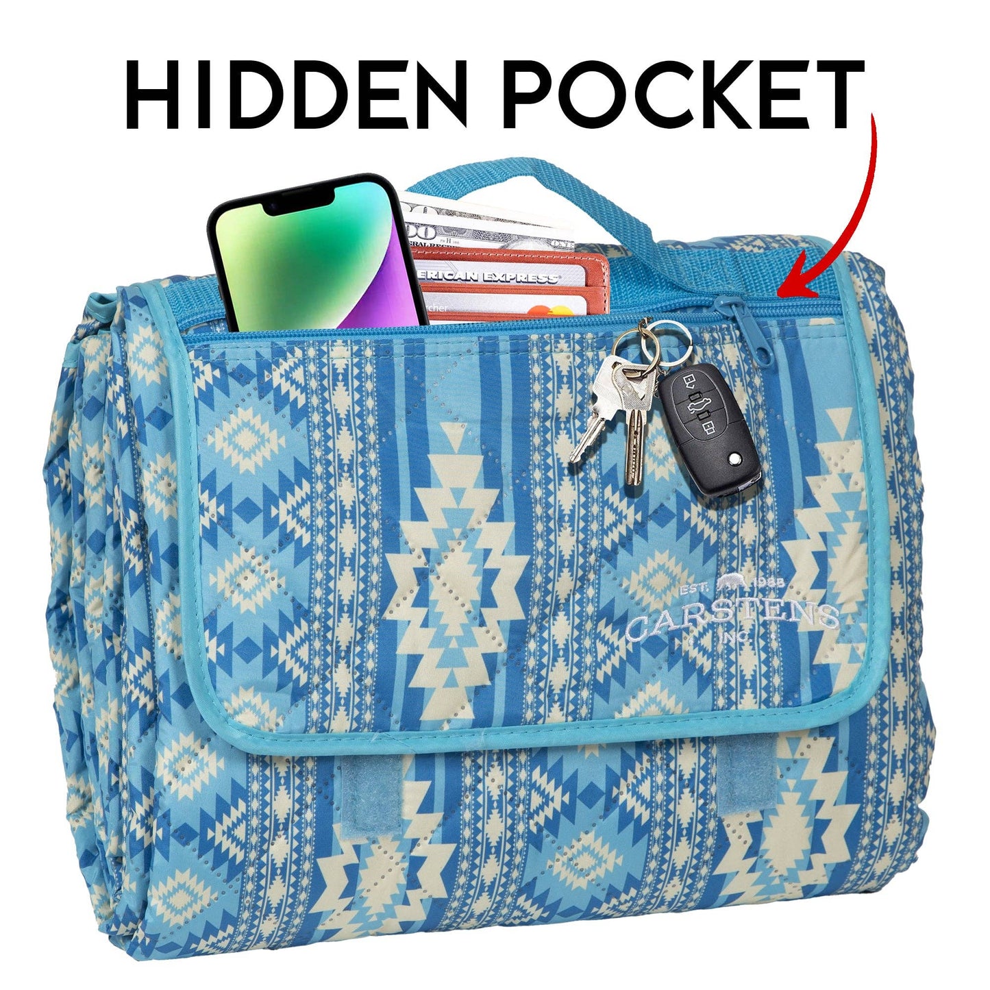 Sundance Blue Printed Stripe Picnic Blanket