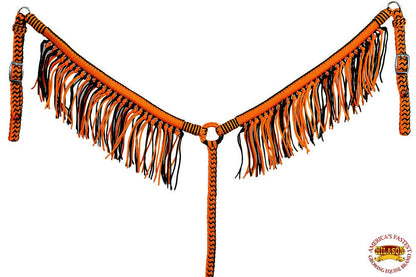 Horse Breast Collar Flat Braided Paracord With Fringes By Hilason