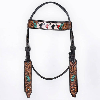 Bar H Equine American Leather Horse Saddle Tack One Ear Headstall Brown