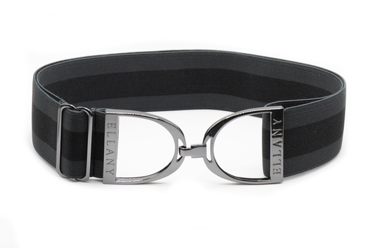 Charcoal Stripes - 2" Gunmetal Stirrup Elastic Belt - Riders Choice Supply Co