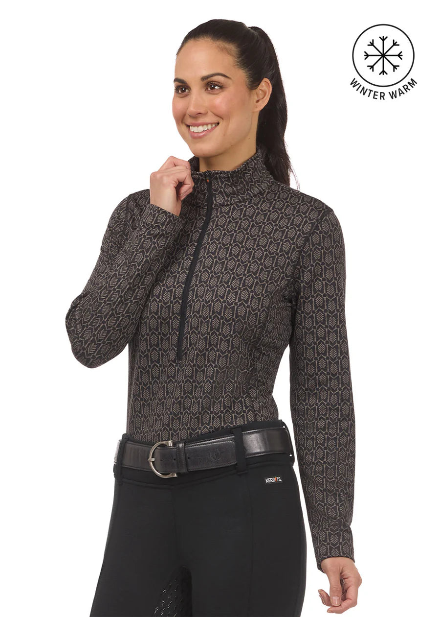 Kerrits Equestrian Apparel Snaffle Fleece Half Zip Top- Black