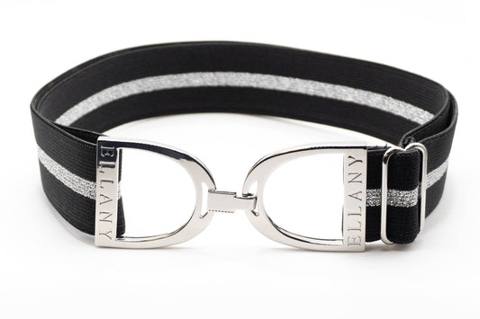 Black & Silver - 1.5" Silver Stirrup Elastic Belt - Riders Choice Supply Co