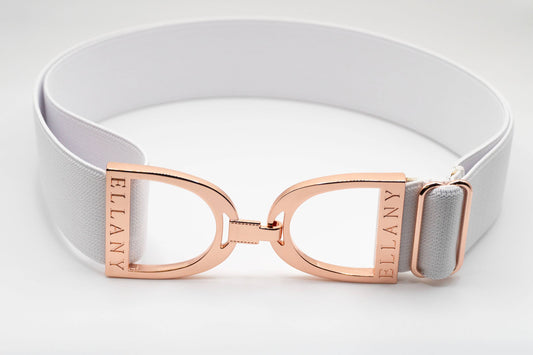 White - 1.5" Rose Gold Stirrup Elastic Belt - Riders Choice Supply Co