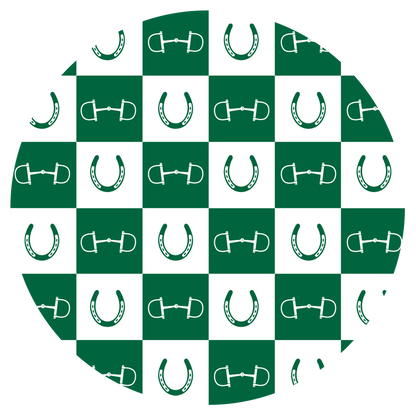 Hunter Green Equestrian Checkered Satin Scrunchie
