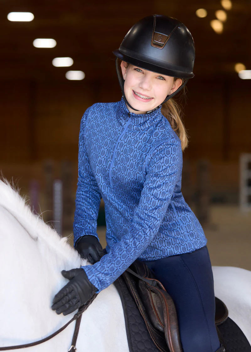 Kerrits Equestrian Kids Snaffle Fleece Half Zip Top - Blue Moon