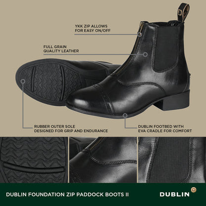 Dublin Kids Foundation Laced Paddock Boots - Brown / Size 13