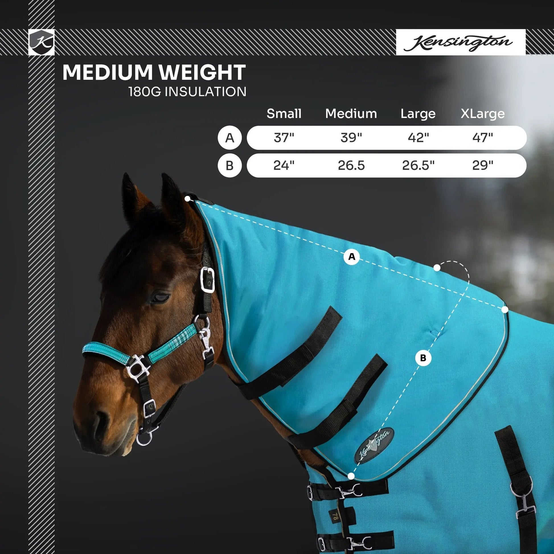 1200D Horse 180G Medium Weight Winter Neck Warmer - Waterproof & Breathable - Riders Choice Supply Co