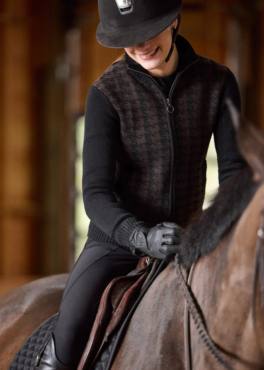 Kerrits Equestrian Apparel Houndstooth Full Zip Sweater