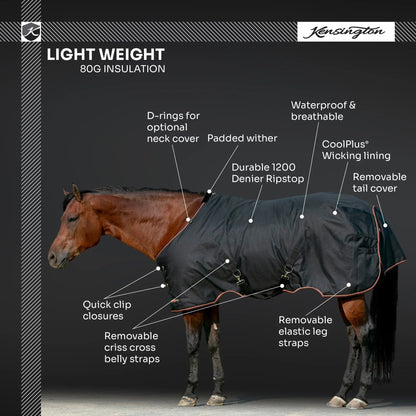 1200D Lightweight 80g Horse Winter Turnout Blanket - Waterproof & Breathable - Riders Choice Supply Co