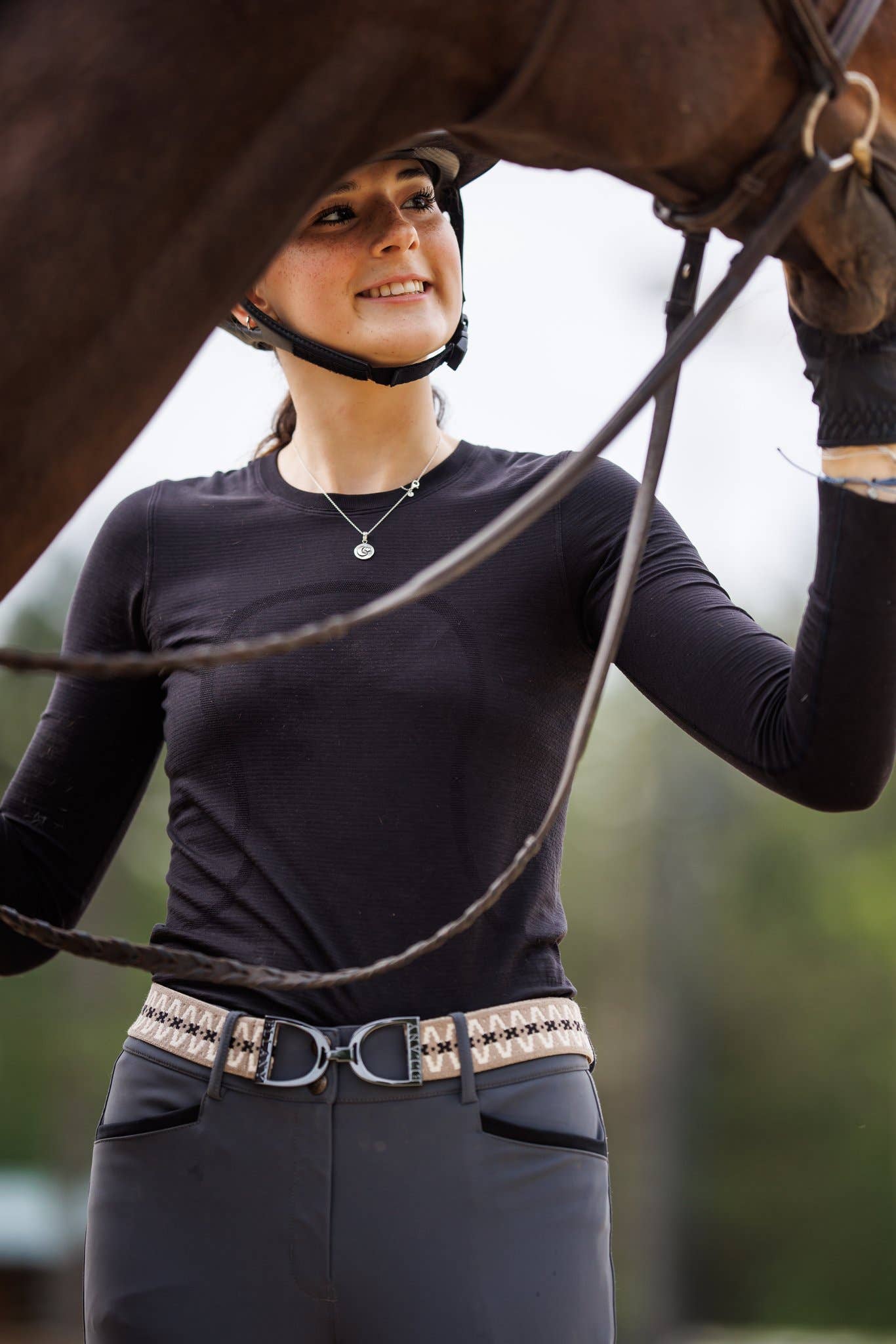 Harlow - 1.5" Gunmetal Stirrup Elastic Belt - Riders Choice Supply Co