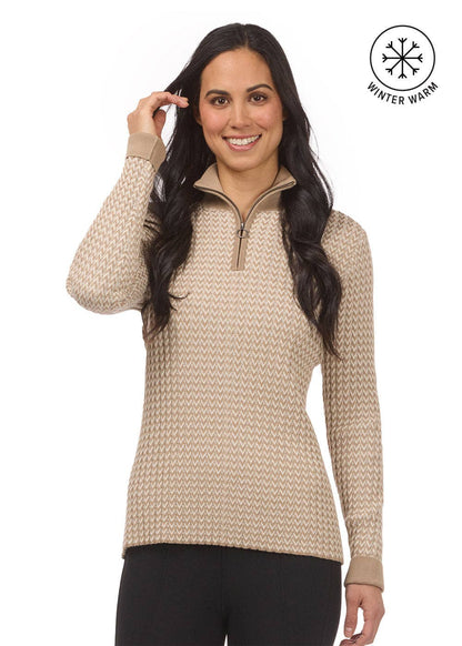 Quarter Zip Herringbone Sweater - Riders Choice Supply Co