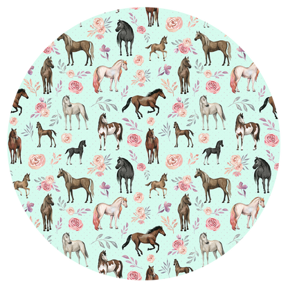 Mint Rosie Ponies Satin Scrunchie